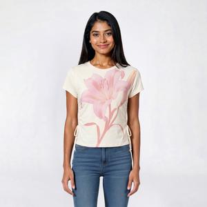 Juniors Attitude Not Included Lily Side Tie Cinched Graphic Tee